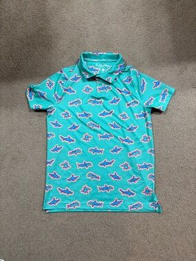 Chubbies Kids' Turquoise Shark Print Polo